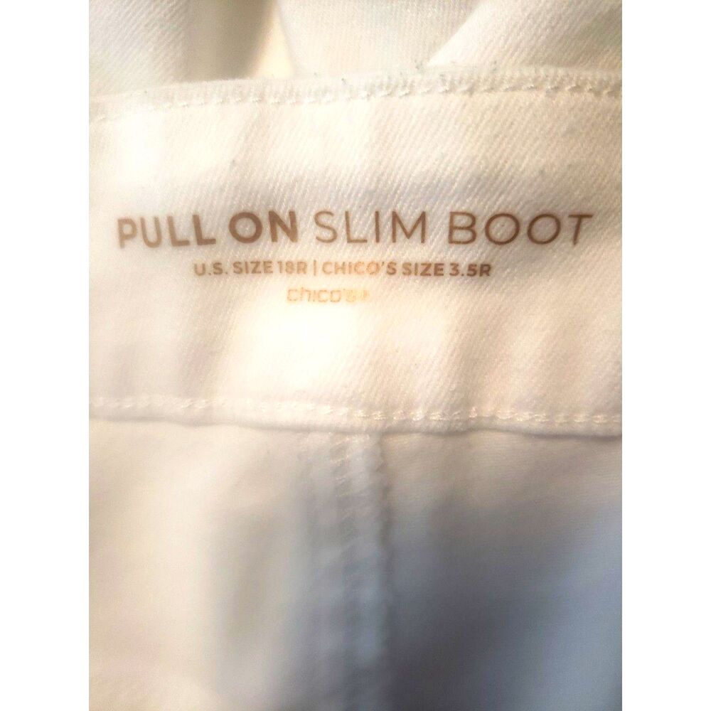 Chico’s White Pull-On Slim Boot 5 Pocket Pants Size 18R - Picture 2 of 7